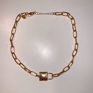 gold chain lock necklace